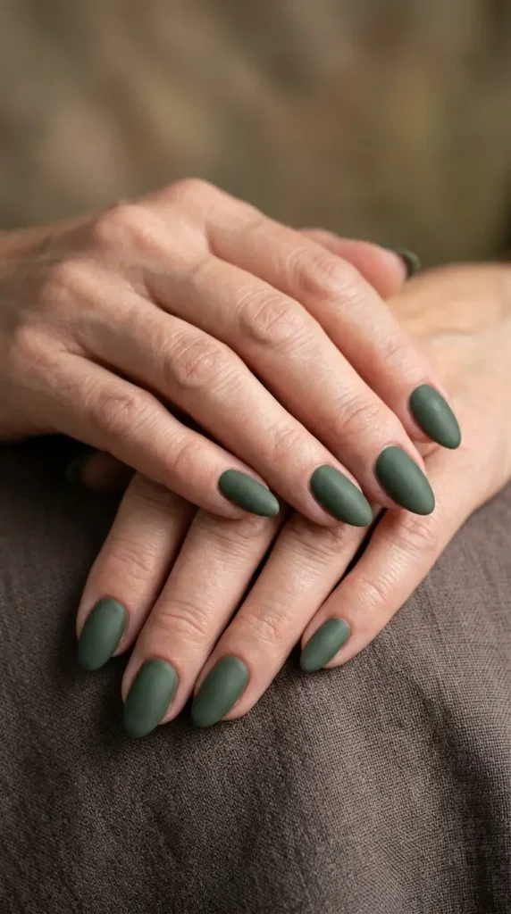 Dark Sage Green Nails