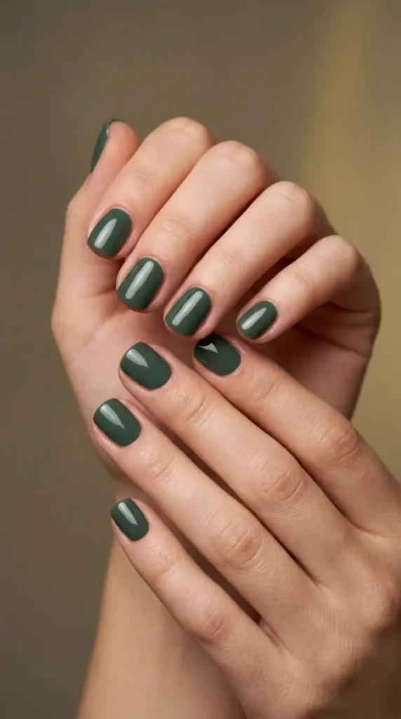 Dark Sage Minimalist Nails