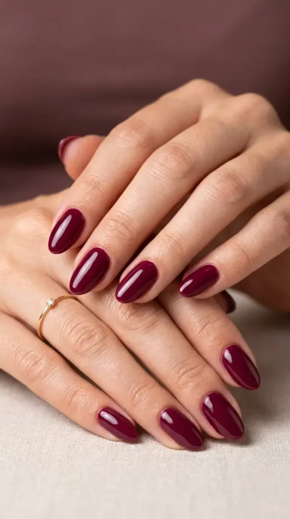 Deep Berry Minimal Nails