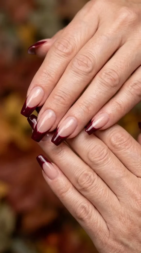 Deep Burgundy French Tips