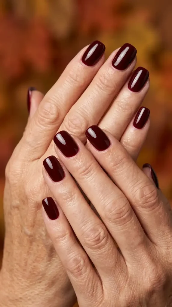 Deep Cherry Red Nails
