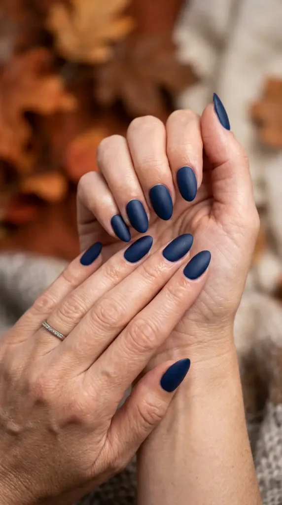 Deep Navy Autumn Nails