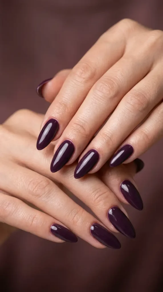 Deep Plum Glossy Nails