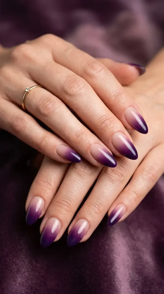 Deep Plum Ombre Nails
