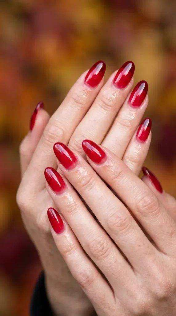Deep Red Glass Nails