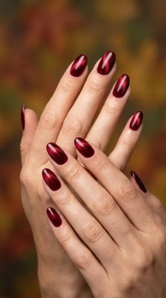 Deep Red Velvet Nails