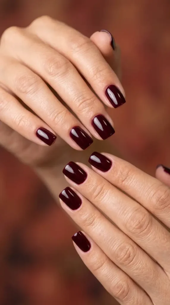 Deep Wine Square Nails