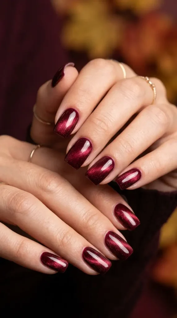 Deep Wine Velvet Nails