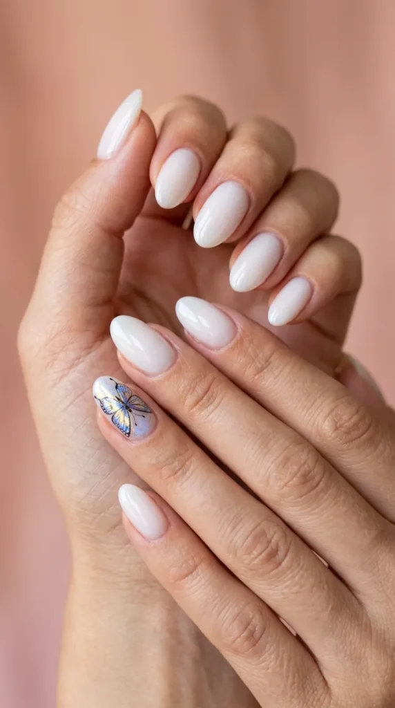 Delicate Butterfly Accent Nail Designs