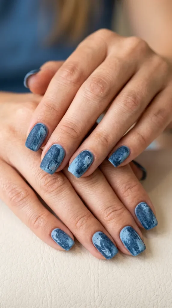 Denim Blue Matte Nails