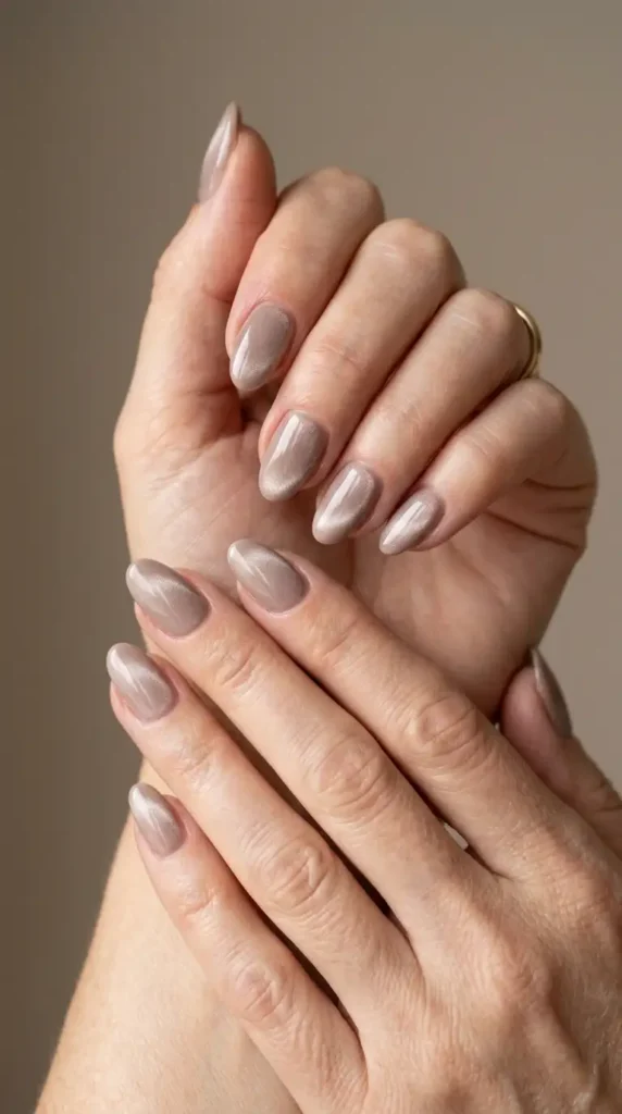 Dusty Beige Cat Eye Nails