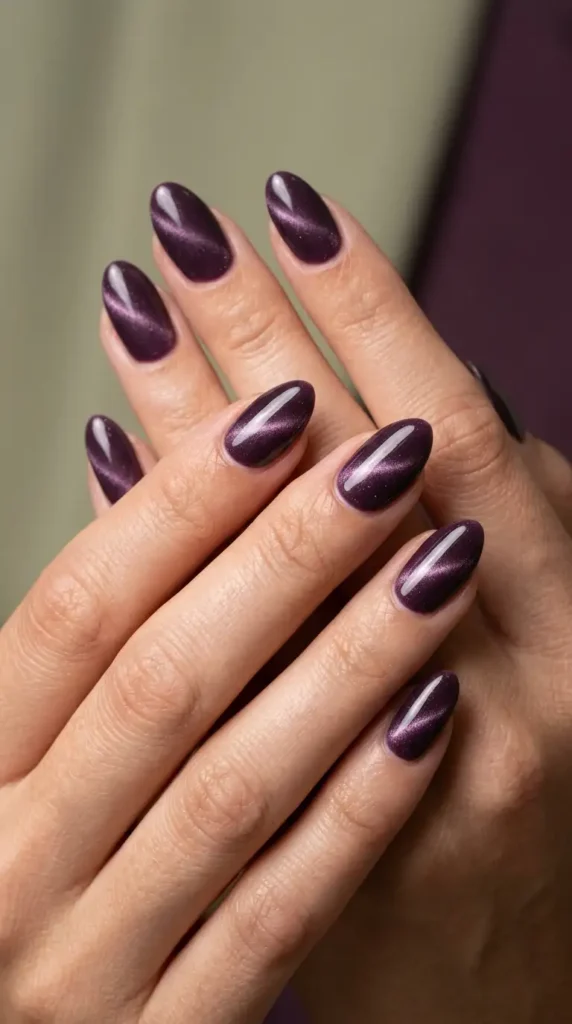 Dusty Plum Cat Eye Nails