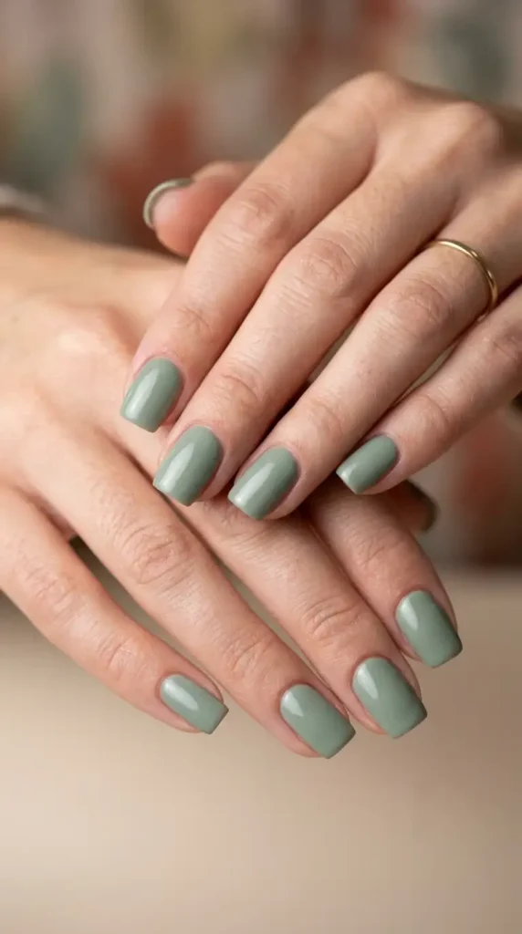 Dusty Sage Short Nails