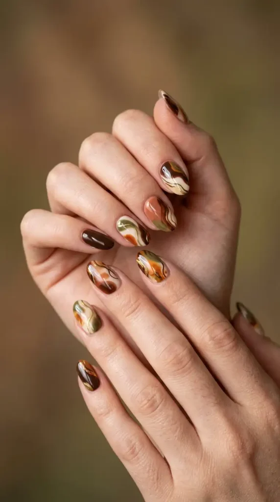 Earth Tone Abstract Nails