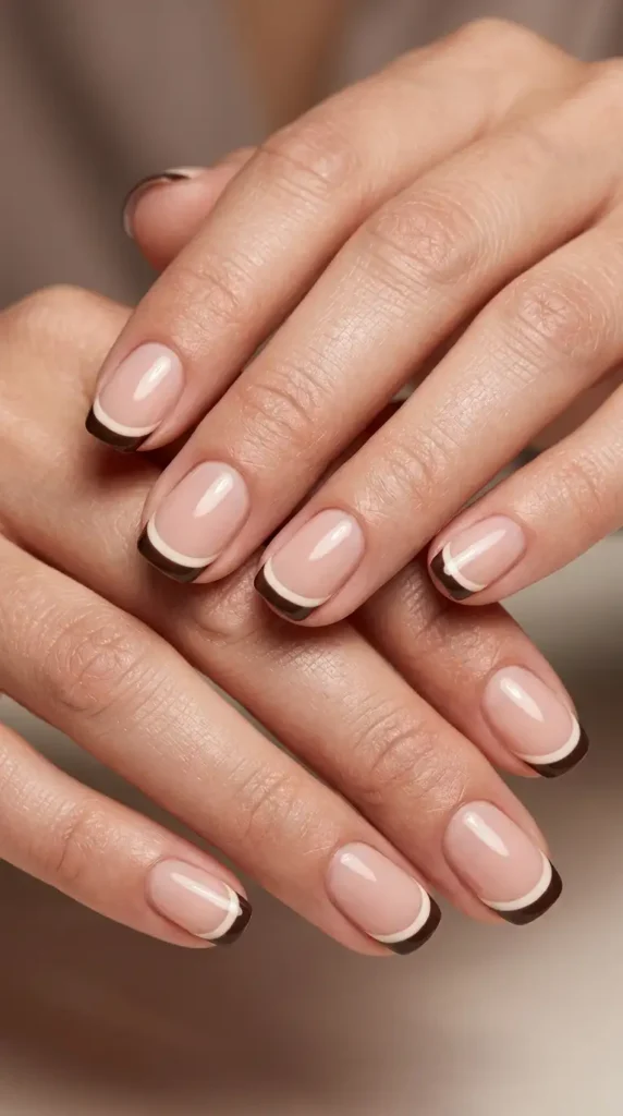 Espresso and Cream Double French Tips