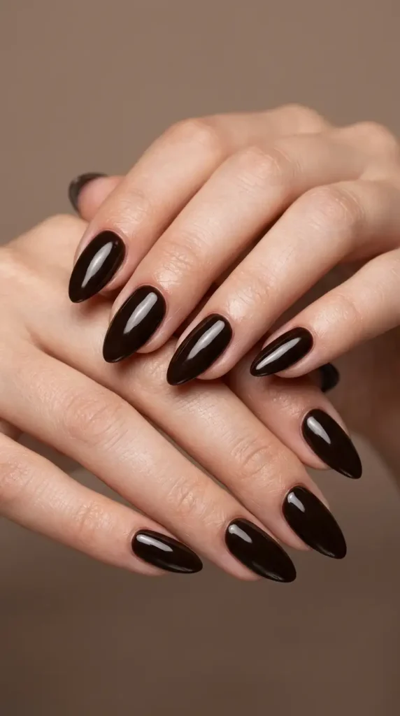 Espresso Brown Almond Nails