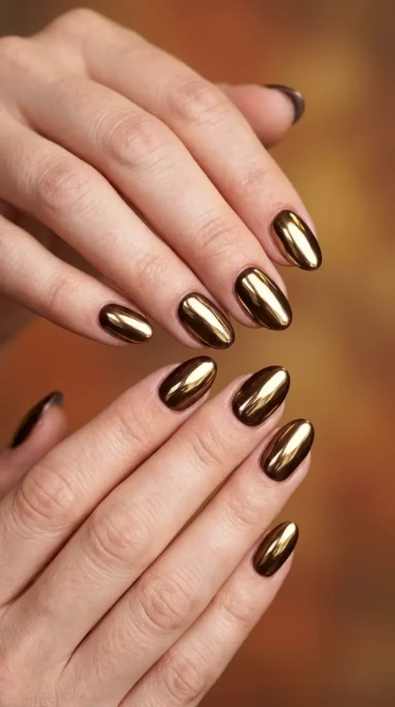 Espresso Brown Chrome Nails