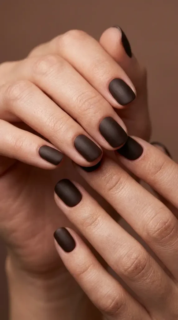 Espresso Brown Matte Short Nails