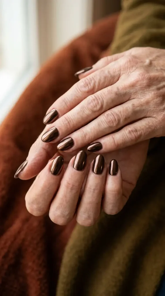 Espresso Chrome Fall Nails