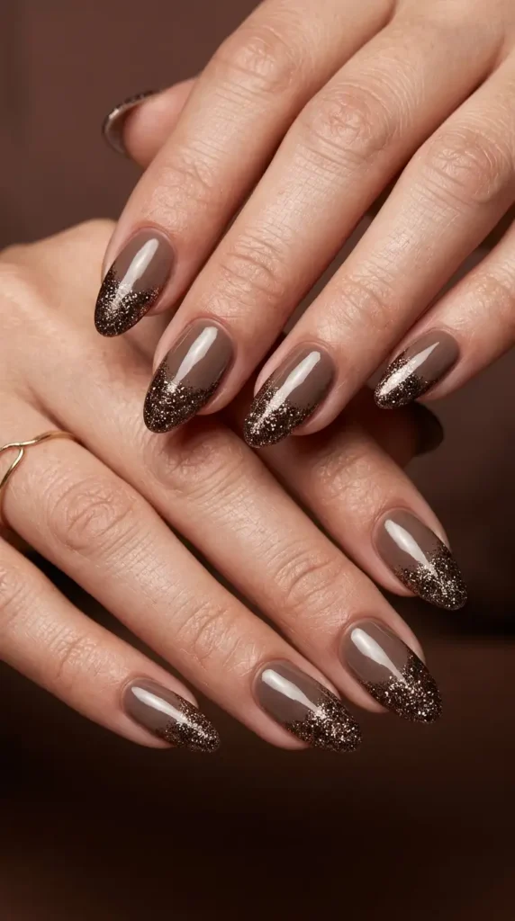 Espresso Chrome Glitter Tips
