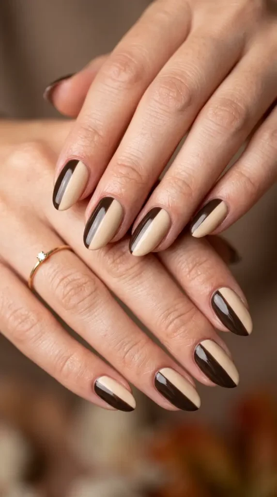 Espresso & Cream Split Nails