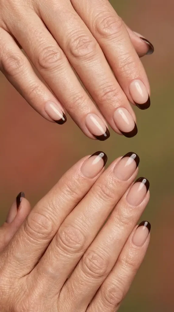 Espresso French Tip Nails
