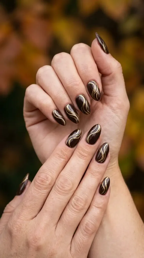 Espresso & Gold Swirls