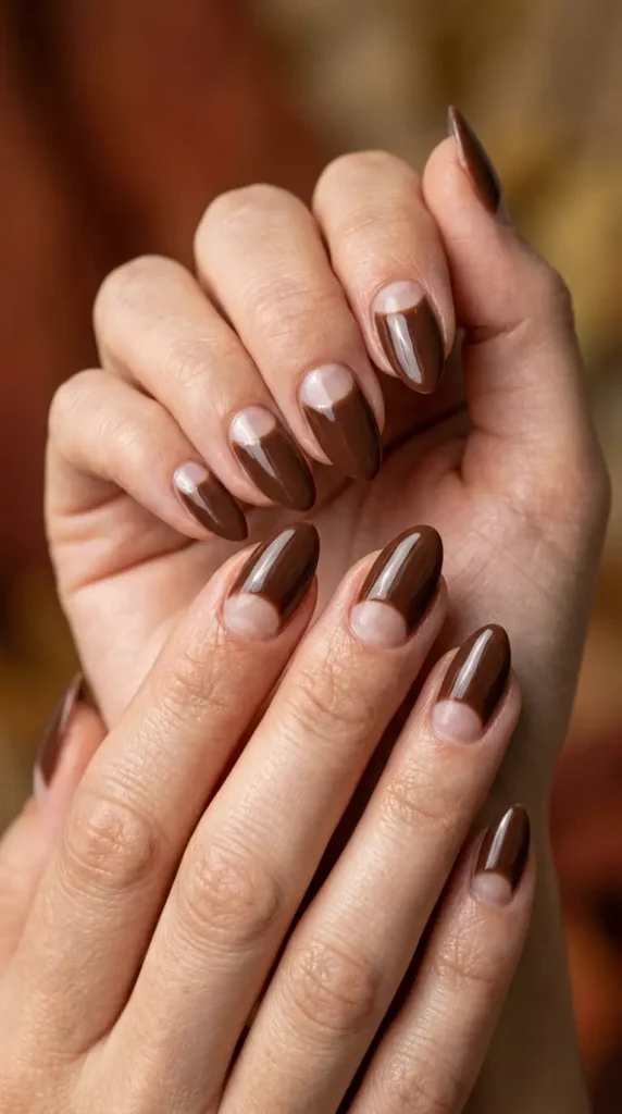Espresso Half Moon Nails