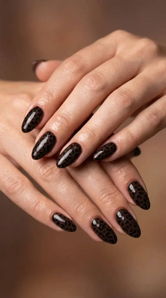 Espresso Leopard Print Nails