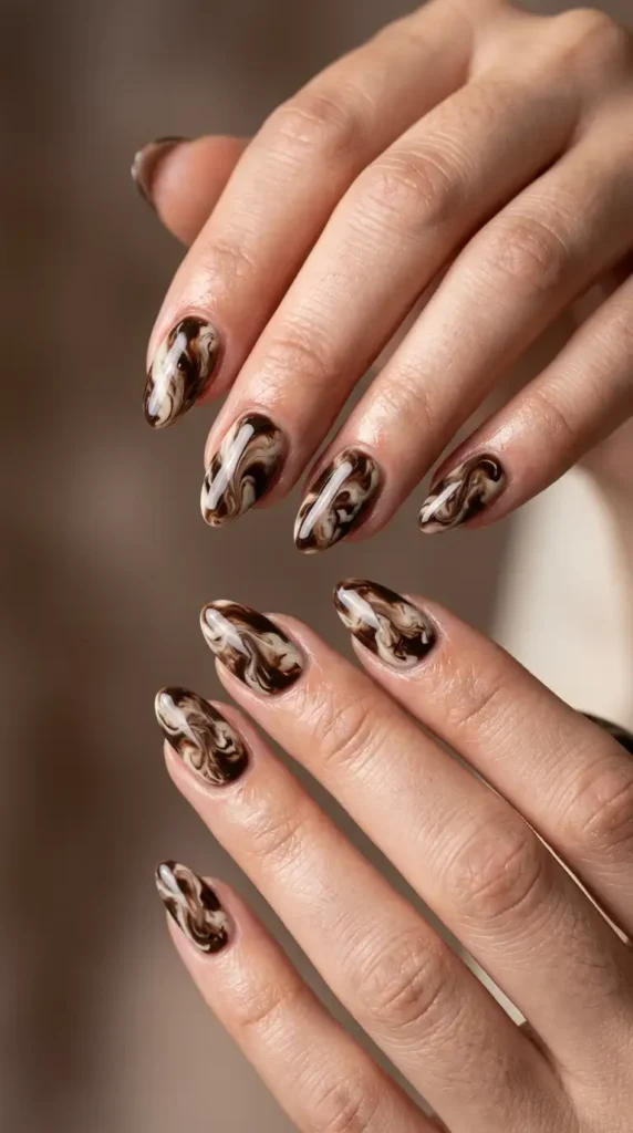 Espresso Marble Nails