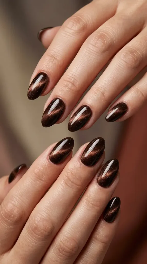 Espresso Velvet Cat Eye Nails