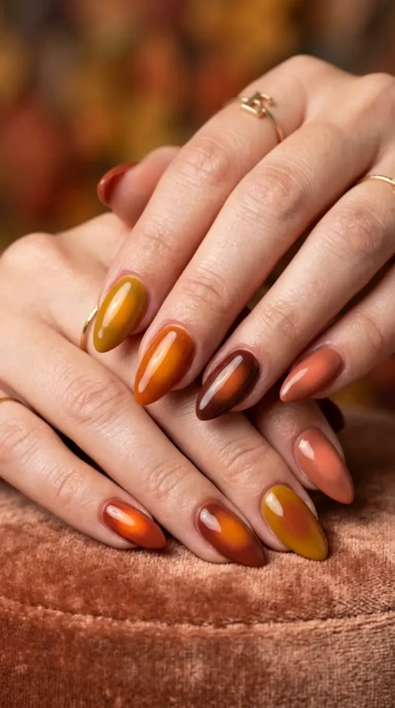 Fall Aura Gradient Nails
