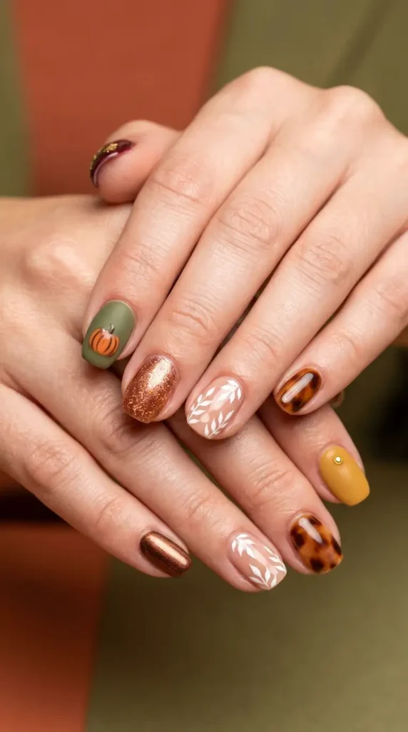 Fall Harvest Mix-and-Match Nails