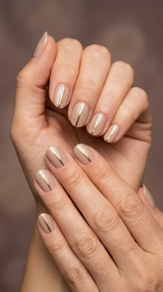 Fine Gold Stripe Nails