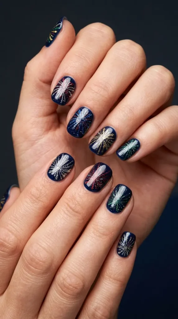 Firework Glitter Burst Nails