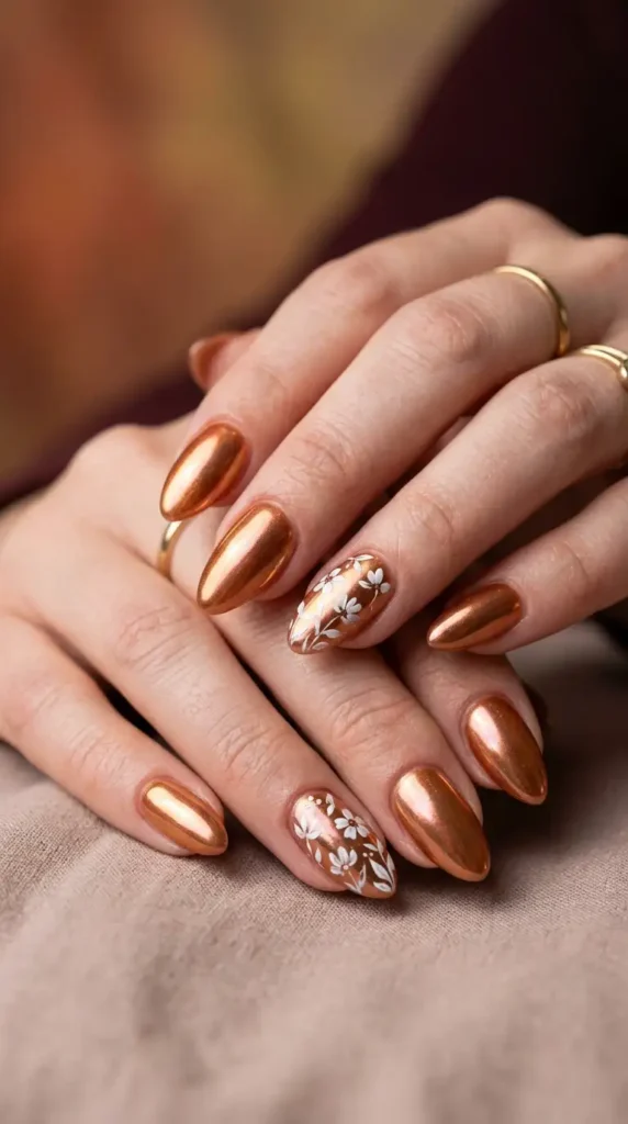 Floral Glazed Donut Fall Nails