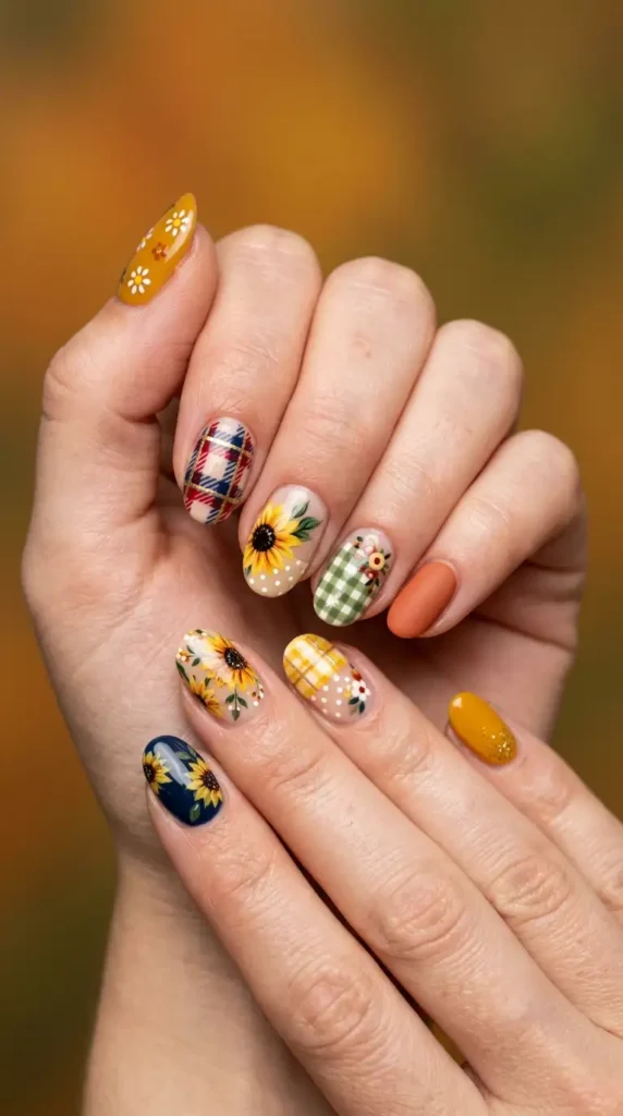 Floral Patchwork Fall Nails (Trending)