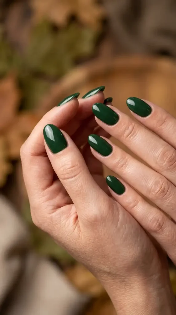 Forest Green Glossy Nails