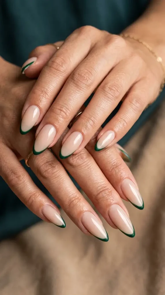 Forest Green Micro French Tips