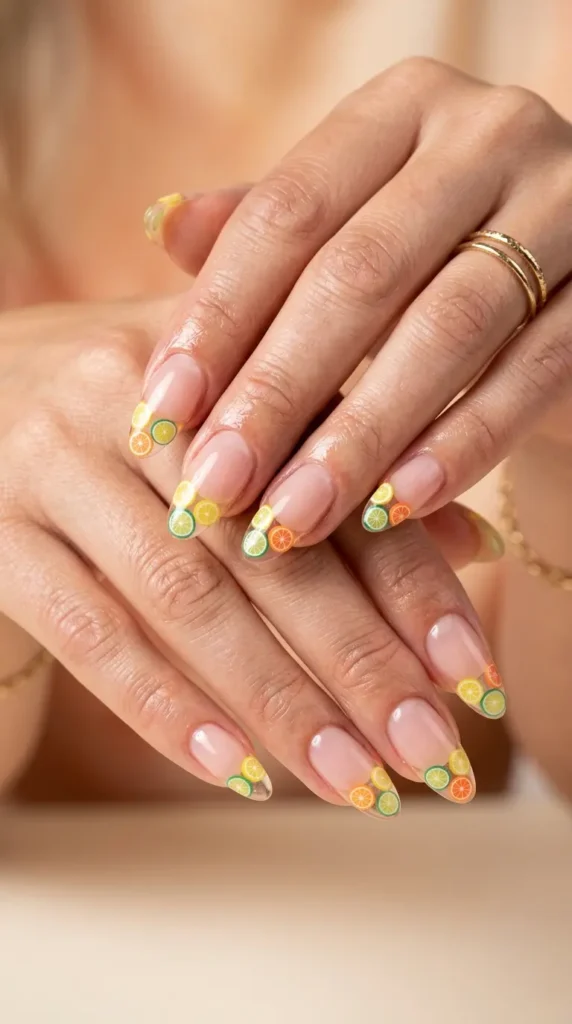 Fruit Slice French Nails