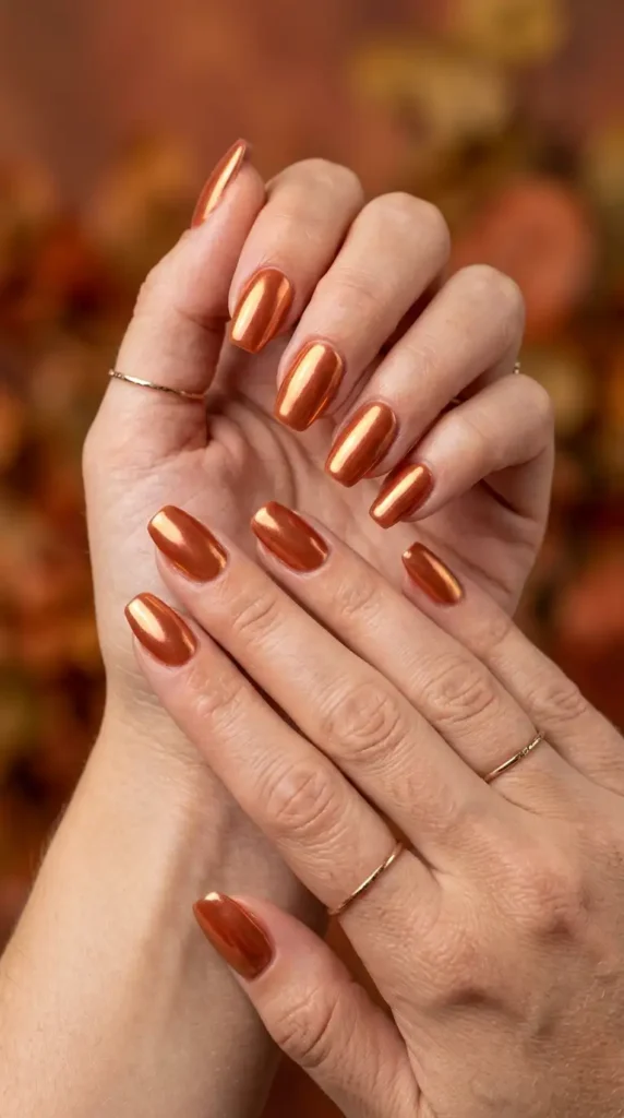 Glazed Cinnamon Chrome Nails