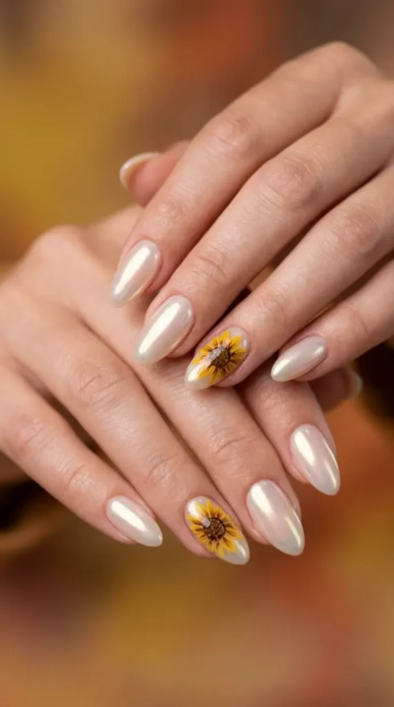 Glazed Donut Sunflower Nails (Trending)