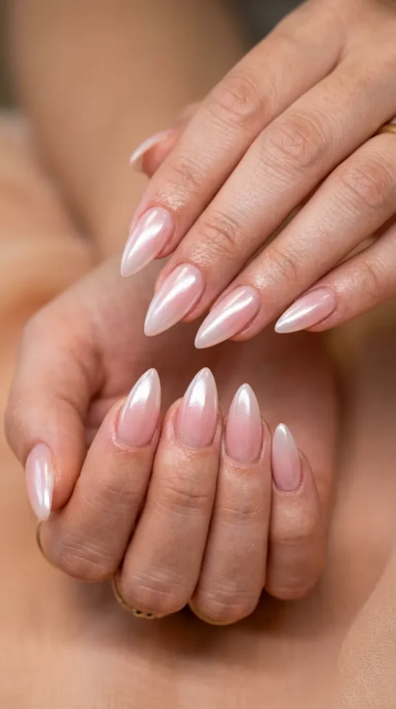 Glazed Strawberry Milk Stiletto Nails