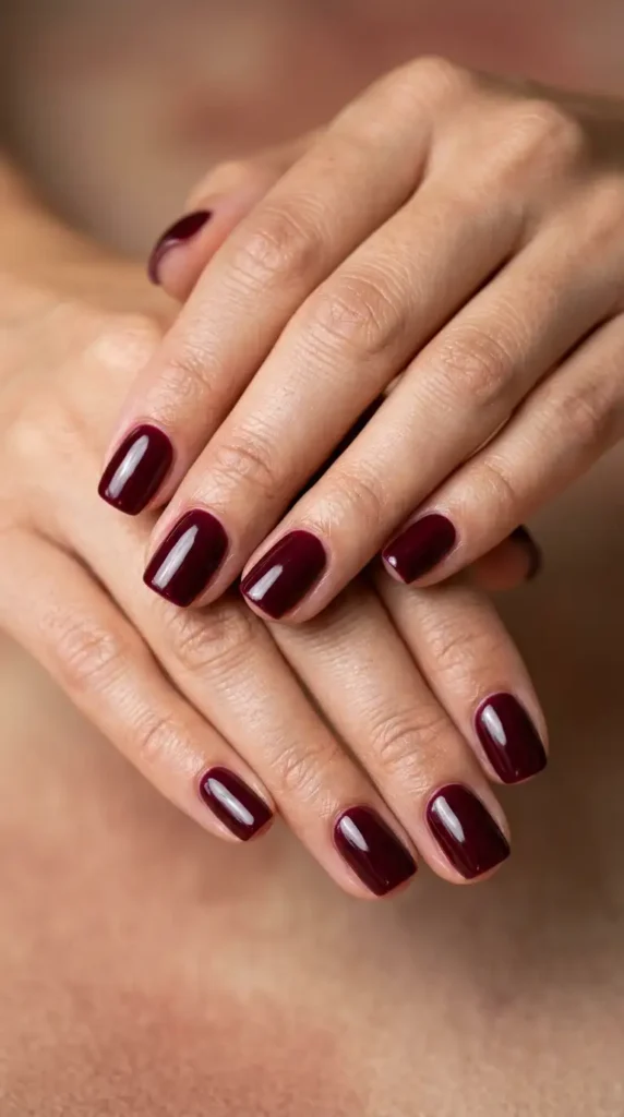 Glossy Burgundy September Nails