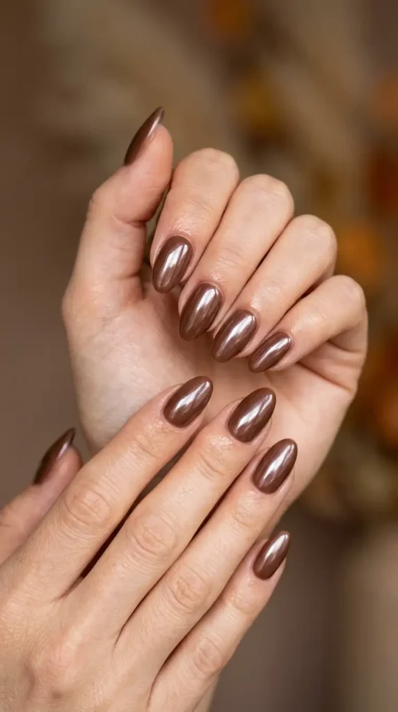 Glossy Chocolate Glazed Nails