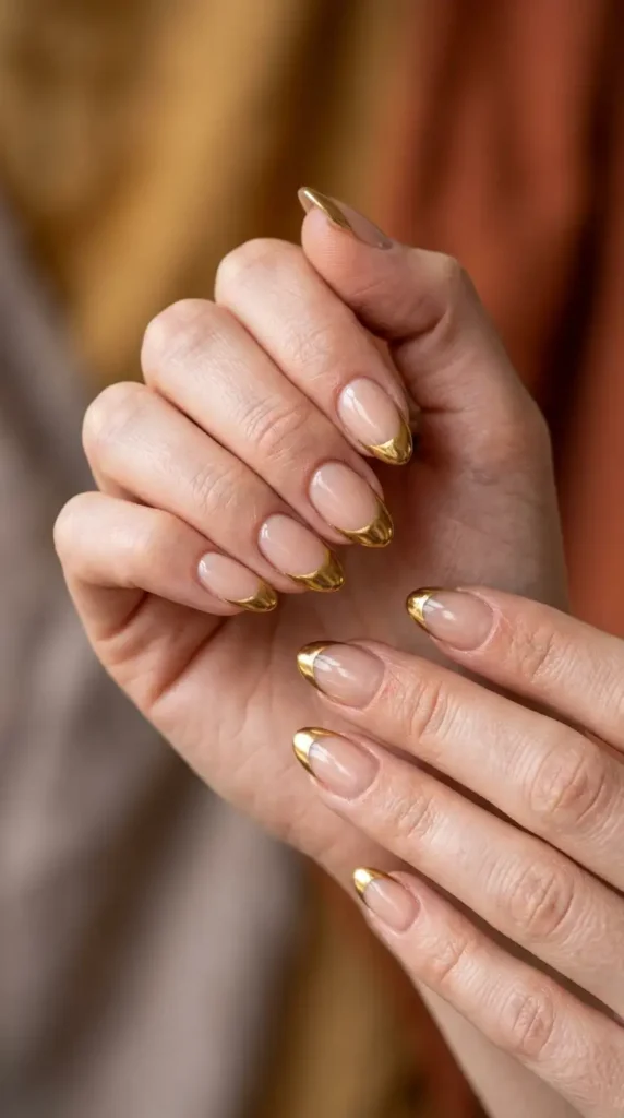 Gold Chrome French Tips