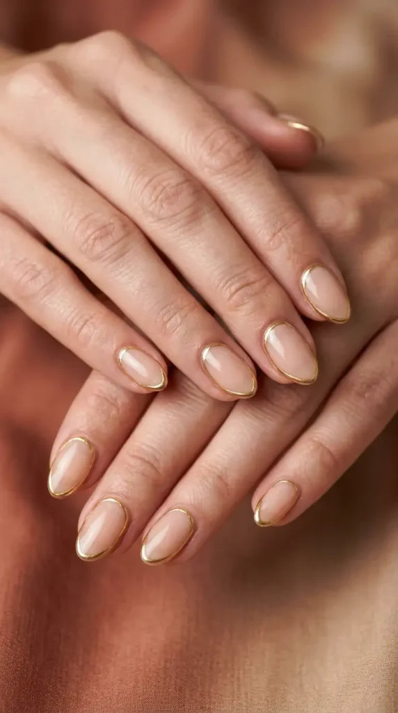 Gold Chrome Outline Nails