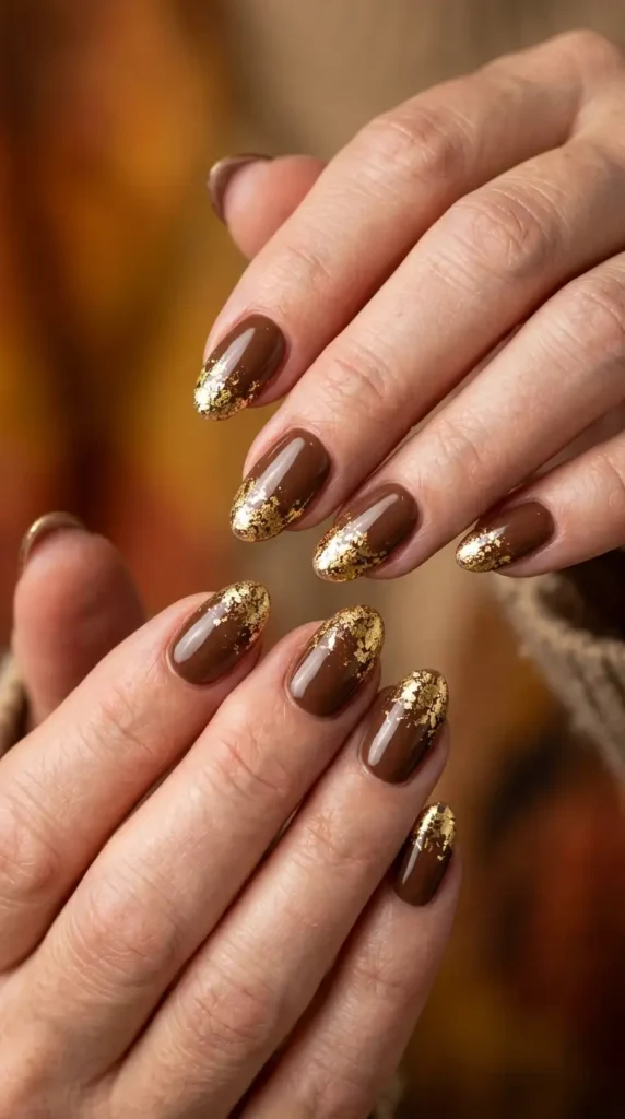 Gold Foil Chocolate Nails