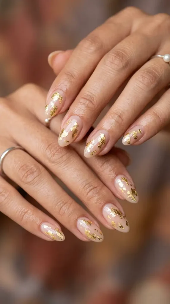 Gold Foil Nude Nails