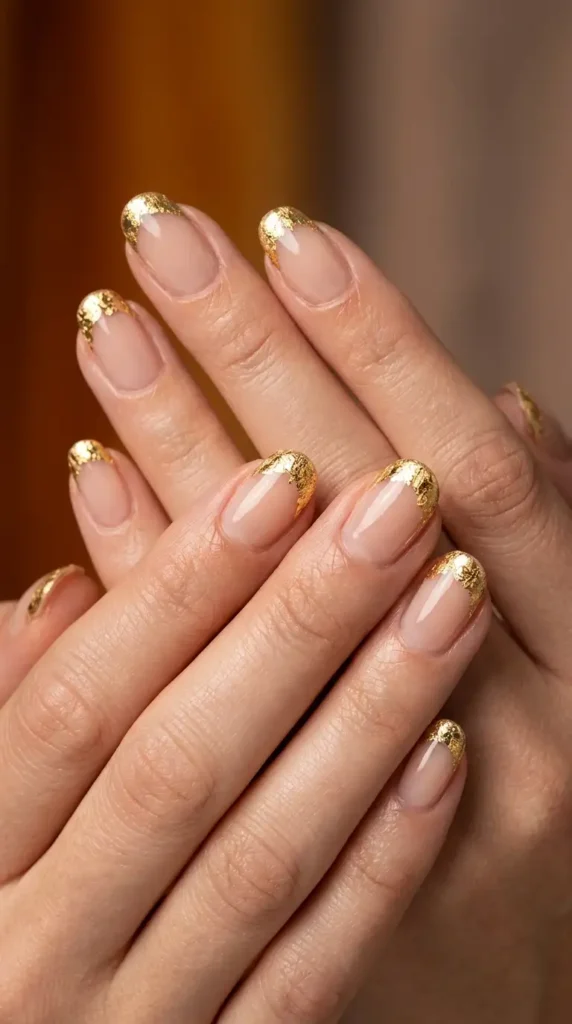 Gold Leaf French Manicure